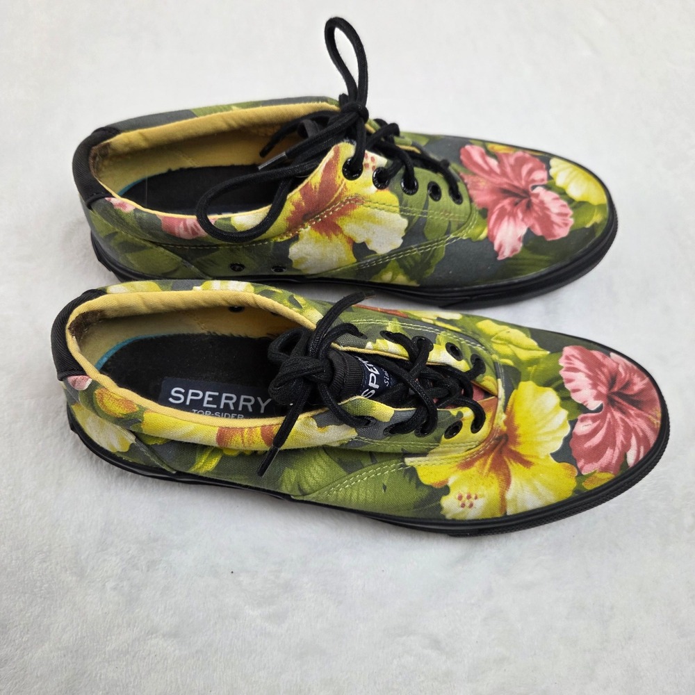 Sperry Top-Sider Men‎ 10 Hibiscus Floral CVO Canvas Sneakers Multicolor Tropical - Picture 5 of 9
